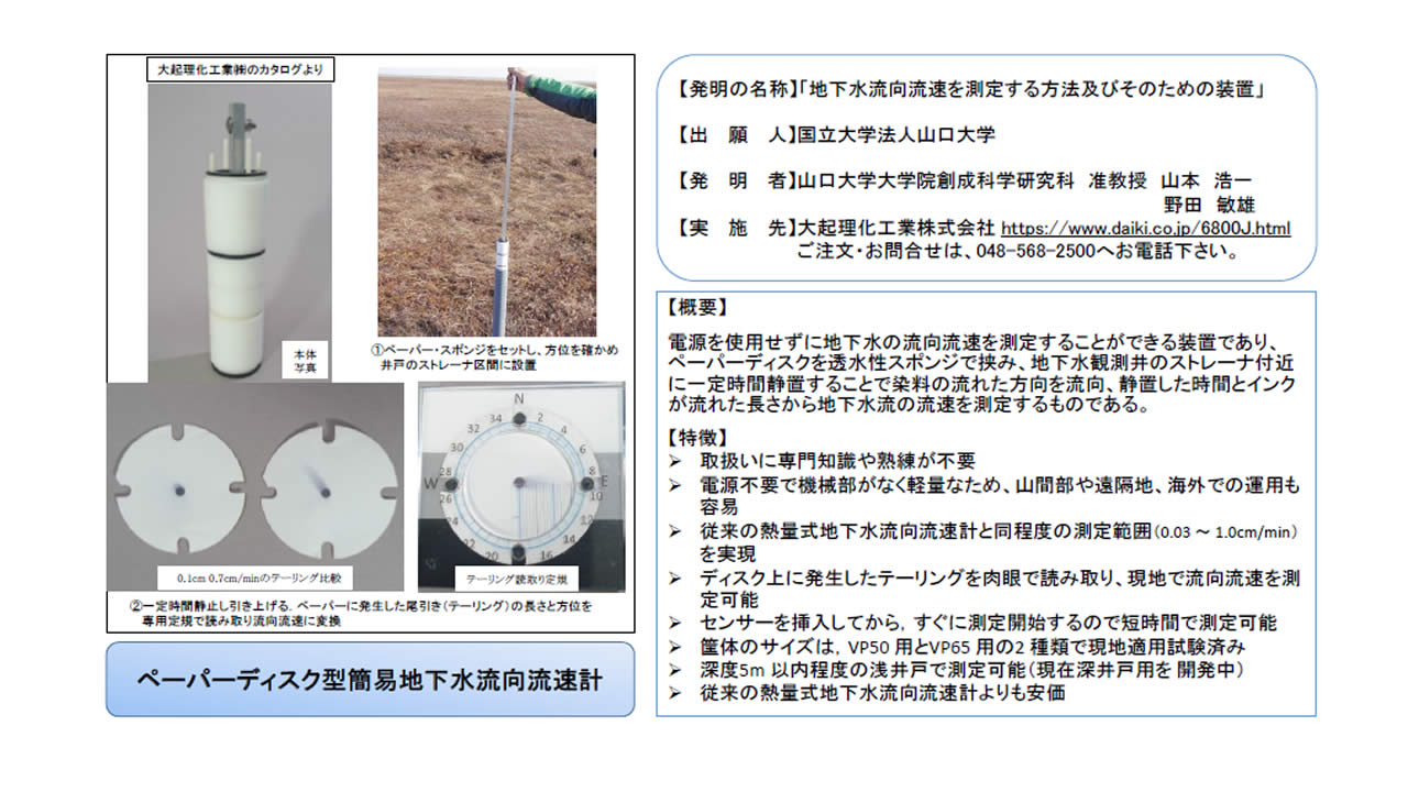 ペーパーディスク型簡易地下水流向流速計